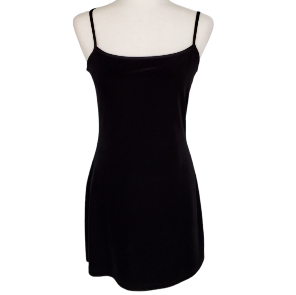 Vintage Y2K Black Velvet Charlotte Russe Dress - medium